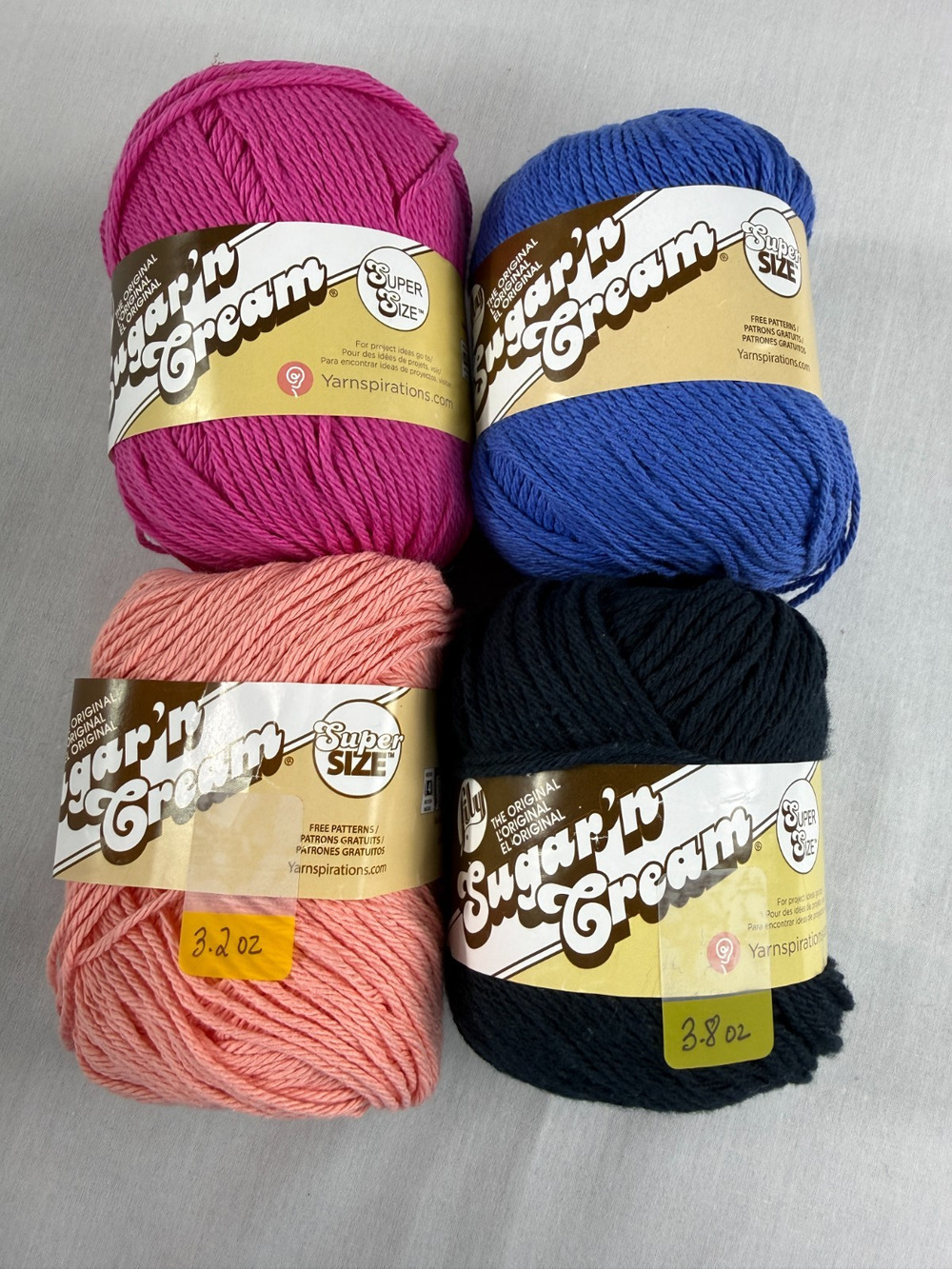 Lily Sugar 'n Cream Super Size Cotton Yarn Bright Colors Black Blue Pink Coral